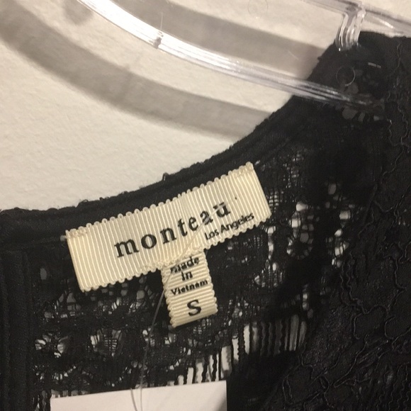 MONTEAU Cap Sleeve Lined Black Lace Dress Size S - Picture 8 of 12